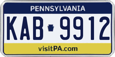 PA license plate KAB9912
