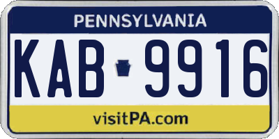 PA license plate KAB9916
