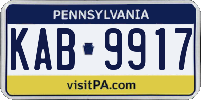 PA license plate KAB9917