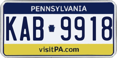 PA license plate KAB9918