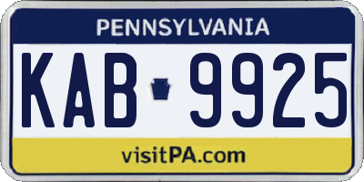 PA license plate KAB9925