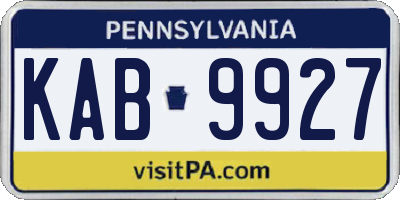PA license plate KAB9927