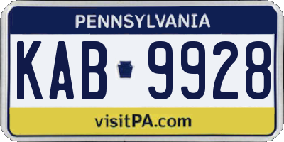 PA license plate KAB9928