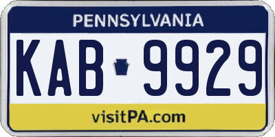 PA license plate KAB9929