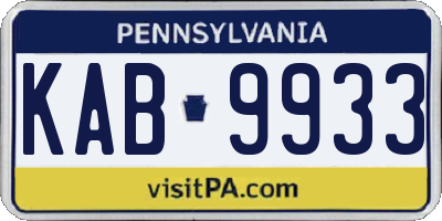 PA license plate KAB9933