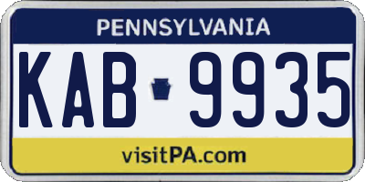 PA license plate KAB9935