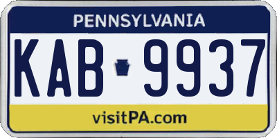 PA license plate KAB9937