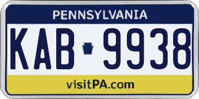 PA license plate KAB9938