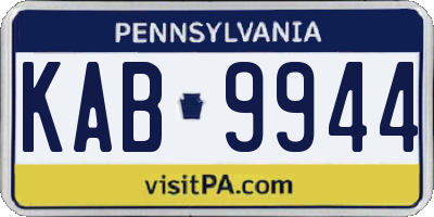 PA license plate KAB9944