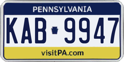 PA license plate KAB9947