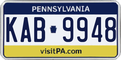 PA license plate KAB9948