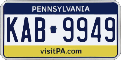 PA license plate KAB9949
