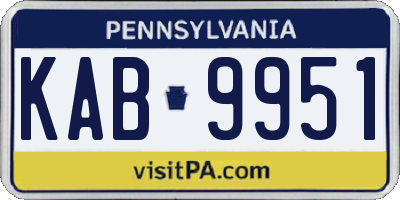 PA license plate KAB9951