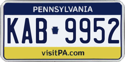 PA license plate KAB9952