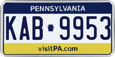 PA license plate KAB9953