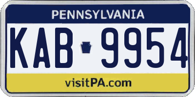 PA license plate KAB9954