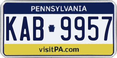PA license plate KAB9957