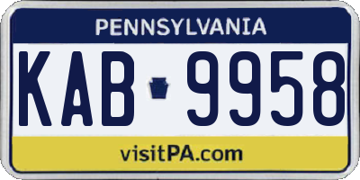 PA license plate KAB9958