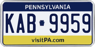 PA license plate KAB9959