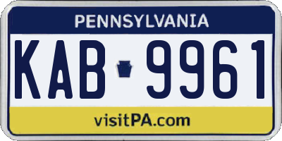 PA license plate KAB9961
