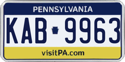 PA license plate KAB9963
