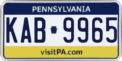PA license plate KAB9965