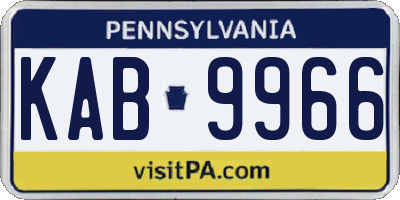PA license plate KAB9966
