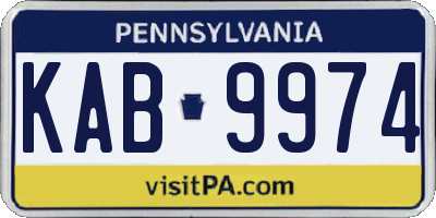 PA license plate KAB9974
