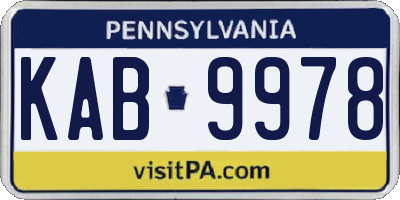 PA license plate KAB9978