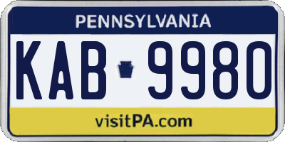 PA license plate KAB9980