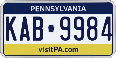 PA license plate KAB9984