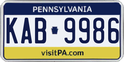 PA license plate KAB9986