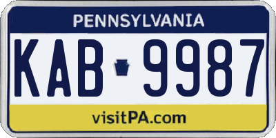 PA license plate KAB9987