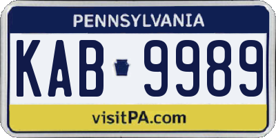 PA license plate KAB9989