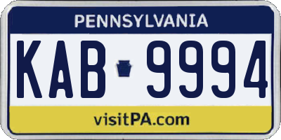 PA license plate KAB9994