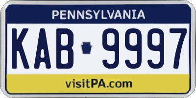 PA license plate KAB9997