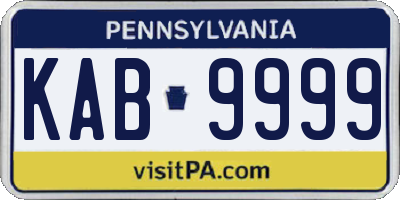 PA license plate KAB9999