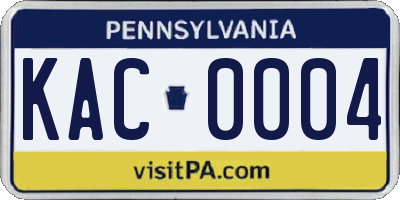 PA license plate KAC0004
