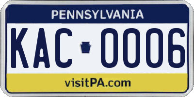 PA license plate KAC0006
