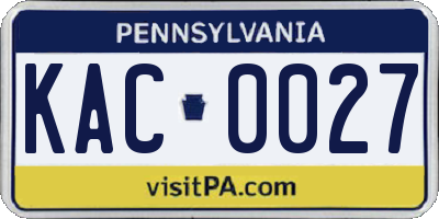 PA license plate KAC0027