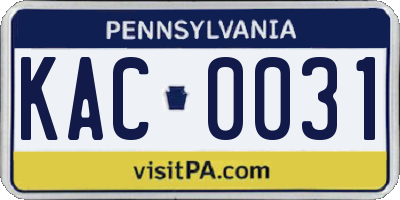 PA license plate KAC0031