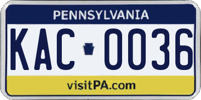 PA license plate KAC0036