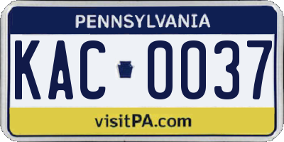 PA license plate KAC0037