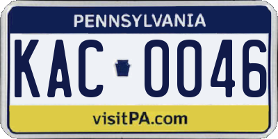 PA license plate KAC0046