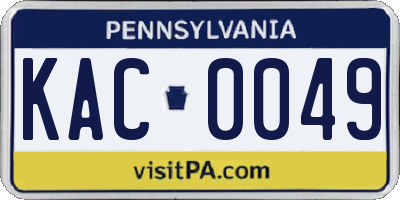 PA license plate KAC0049
