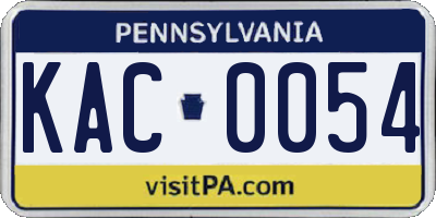 PA license plate KAC0054