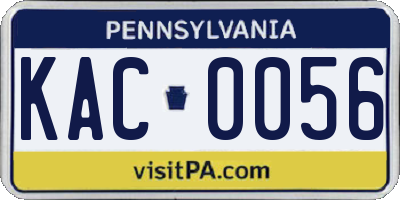 PA license plate KAC0056