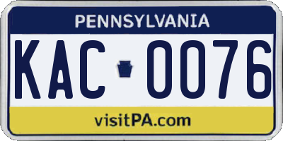 PA license plate KAC0076