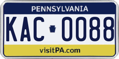 PA license plate KAC0088
