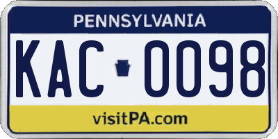 PA license plate KAC0098